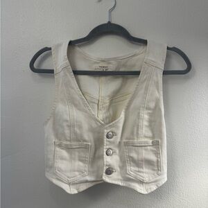 PacSun white denim cropped vest